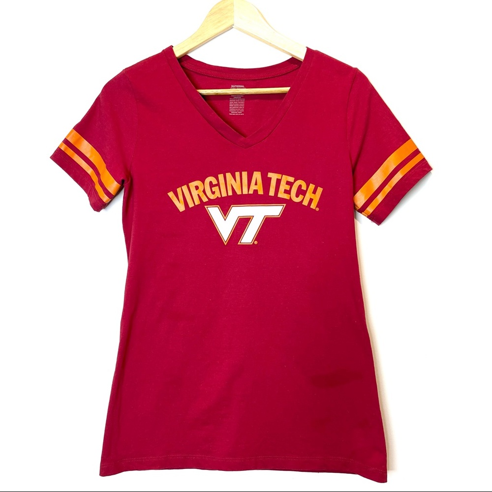 Virginia Tech Hokies Women's Maroon 100% cotton V-Neck T-Shirt